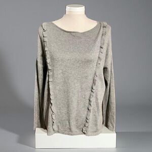 Grey sweater ruffled Long Sleeve Size Medium